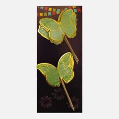 Green Butterflies Gold Foiled with Toothpick – Pack of 10