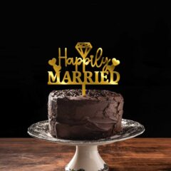 Happily Married Acrylic Cake Topper, Size – Medium