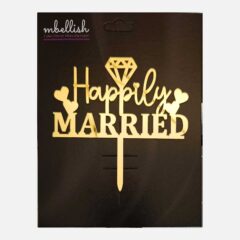 Happily Married Acrylic Cake Topper, Size – Medium