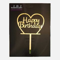 Happy Birthday Acrylic Cake Topper Frame Heart, Size – Medium