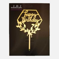 Happy Birthday Acrylic Cake Topper Frame Floral, Size – Medium