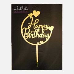 Happy Birthday Acrylic Cake Topper Frame Heart, Size – Medium