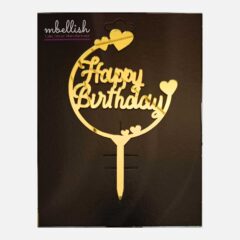 Happy Birthday Acrylic Cake Topper Frame Heart, Size – Medium