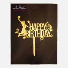 Happy Birthday Acrylic Cake Topper Basket Ball, Size Medium