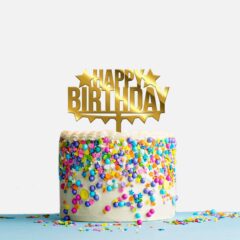 Happy Birthday Acrylic Cake Topper, Size Medium