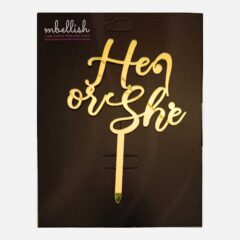 He or She Arcrylic Cake Topper, Size – Medium