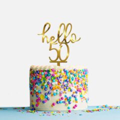 Hello 50 Acrylic Cake Topper, Size – Medium