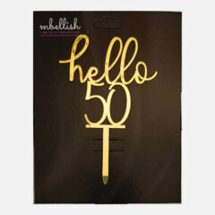 Hello 50 Acrylic Cake Topper, Size – Medium