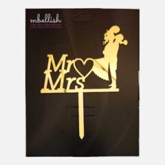 MR & MRS Arcrylic Cake Topper Heart&Couple, Size – Medium