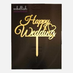 Happy Wedding Arcrylic Cake Topper Heart, Size – Medium