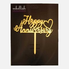 Happy Anniversary Arcrylic Cake Topper Heart, Size – Medium