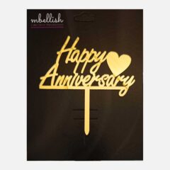 Happy Anniversary Arcrylic Cake Topper Heart, Size – Medium