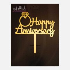 Happy Anniversary Arcrylic Cake Topper Ring, Size – Medium