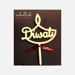 Happy Diwali Acrylic Cake Topper Size – 3 inches, Pack of 10 pcs