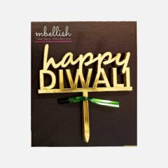 Happy Diwali Acrylic Cake Topper Size – 3 inches, Pack of 10 pcs